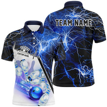 Load image into Gallery viewer, Strike Bowling On The Lane Custom Blue Thunder Lightning Unisex Bowling Team Shirts IPHW6264