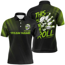 Load image into Gallery viewer, This Is How We Roll Custom Name Skull Bowling Team Shirts For Men, Bowling League Jerseys | Green IPHW6738