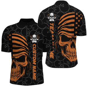 Bowling Ball Skull Sublimated Custom Bowling Jerseys | YoungSpeeds Banded Zip