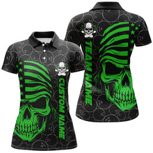 Load image into Gallery viewer, American Flag Skull Custom Bowling Jerseys For Women, Patriotic Bowling Team Shirts IPHW5186