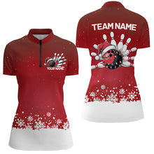 Load image into Gallery viewer, Custom Christmas Bowling Shirts For Women, Team Bowling Uniform Bowling Outfits | Red IPHW7327