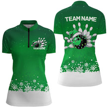 Load image into Gallery viewer, Custom Christmas Bowling Shirts For Women, Team Bowling Uniform Bowling Outfits | Green IPHW7328