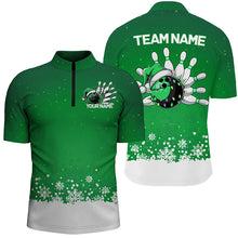 Load image into Gallery viewer, Custom Christmas Bowling Shirts For Men, Team Bowling Uniform Bowling Outfits | Green IPHW7328