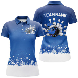 Custom Christmas Bowling Shirts For Women, Team Bowling Uniform Bowling Outfits | Blue IPHW7329