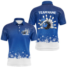 Load image into Gallery viewer, Custom Christmas Bowling Shirts For Men, Team Bowling Uniform Bowling Outfits | Blue IPHW7329