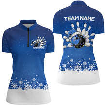 Load image into Gallery viewer, Custom Christmas Bowling Shirts For Women, Team Bowling Uniform Bowling Outfits | Blue IPHW7329