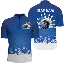 Load image into Gallery viewer, Custom Christmas Bowling Shirts For Men, Team Bowling Uniform Bowling Outfits | Blue IPHW7329