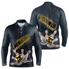 Load image into Gallery viewer, Custom Golden Bowling Long Sleeve Polo Shirts For Men, Flame Bowling Team Shirts Bowling Uniform IPHW7335