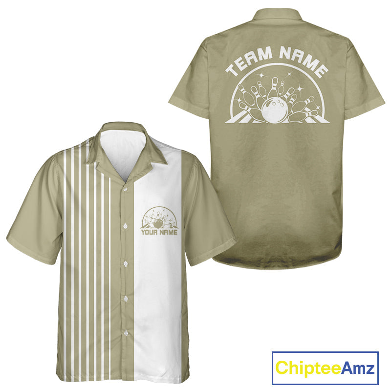 Custom Classic Striped Vintage Bowling  Shirt, Retro Bowling Button Up Team Shirt IPHW10074