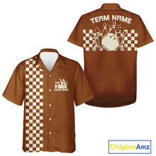 Load image into Gallery viewer, Custom Vintage Checkboard Bowling Hawaiian Shirt, Retro Bowling Button Up Shirt IPHW10076