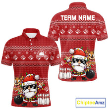 Load image into Gallery viewer, Custom Funny Christmas Men Bowling Shirts, Santa Claus And Reindeer Xmas Bowling Shirt IPHW10203