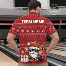 Load image into Gallery viewer, Custom Funny Christmas Men Bowling Shirts, Santa Claus And Reindeer Xmas Bowling Shirt IPHW10203