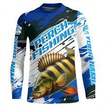 Load image into Gallery viewer, Custom Perch Fishing Jerseys, Perch Long Sleeve Tournament Fishing Shirts | Blue Camo IPHW6282