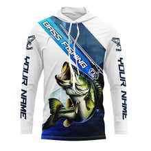 Load image into Gallery viewer, Largemouth Bass Fishing Custom Long Sleeve Performance Shirts, Bass Tournament Fishing Jersey | Blue IPHW6287