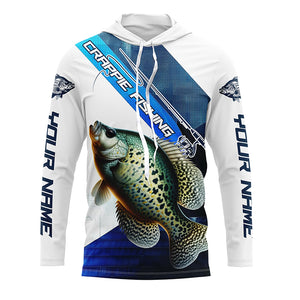 Crappie Fishing Custom Long Sleeve Performance Shirts, Crappie Tournament Fishing Jerseys | Blue IPHW6288