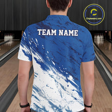 Load image into Gallery viewer, Custom White And Blue Splatter Men Polo Bowling League Shirt Team Bowler Outfits IPHW11399