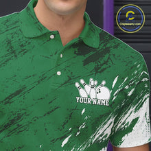 Load image into Gallery viewer, Custom White And Green Splatter Men Polo Bowling League Shirt Team Bowler Outfits IPHW11400