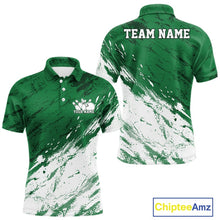 Load image into Gallery viewer, Custom White And Green Splatter Men Polo Bowling League Shirt Team Bowler Outfits IPHW11400