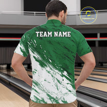 Load image into Gallery viewer, Man wearing a green and white sports jersey with 'TEAM NAME' printed on the back, standing in a bowling alley.