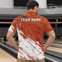 Load image into Gallery viewer, Man wearing a custom bowling shirt with 'TEAM NAME' on the back in a bowling alley.
