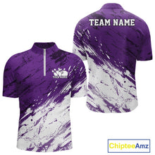 Load image into Gallery viewer, Purple and white sports jersey with 'TEAM NAME' text on a white background