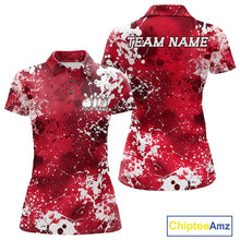 Load image into Gallery viewer, Red and white polo shirt with 'Team Name' and 'Your Name' text, Chiptee Amz branding.