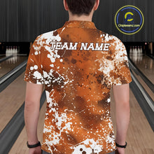 Load image into Gallery viewer, Custom Orange Splatter Camo Bowling Men Polo Shirt, Bowling Team Tournament Bowler Outfit IPHW11407