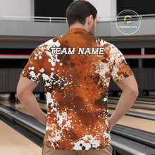 Load image into Gallery viewer, Custom Orange Splatter Camo Bowling Men Quarter-Zip Shirt, Bowling Team Tournament Bowler Outfit IPHW11407