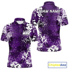 Load image into Gallery viewer, Purple and white polo shirt with 'Team Name' text on a white background