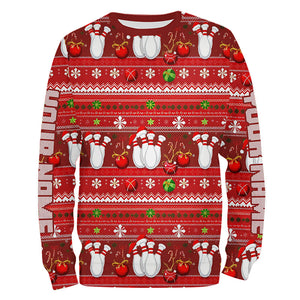 Red Ugly Sweater Pattern Custom Multi-Styles Christmas Bowling Team Shirts For Men And Women, Christmas Bowling Gift IPHW7840