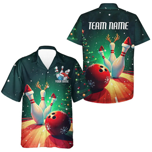 Custom Christmas Bowling Kid Hawaiian Shirt, Christmas Bowling Team Tournament Outfits IPHW7841