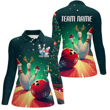 Load image into Gallery viewer, Custom Christmas Ladies Bowling Shirts, Bowling Team Shirt Christmas Bowling Outfits IPHW7841