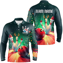 Load image into Gallery viewer, Custom Christmas Bowling Shirts For Men, Bowling Team Shirt Christmas Bowling Tournament Outfits IPHW7841