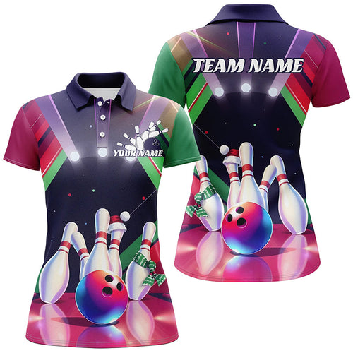 Custom Christmas Bowling Team Shirt For Women, Personalized Bowling Shirts Bowlers Outfits IPHW7843