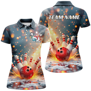 Custom Christmas Bowling Shirts For Women, Xmas Bowling Team Shirt Bowler Outfits IPHW7848