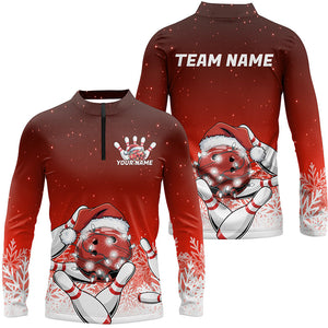 Red Christmas Snowflake Custom Bowling Shirts For Men, Christmas Bowling League Shirt Outfit IPHW7852