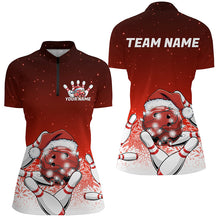 Load image into Gallery viewer, Red Christmas Snowflake Custom Ladies Bowling Shirts, Christmas Bowling League Shirt Outfit IPHW7852