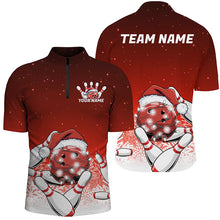 Load image into Gallery viewer, Red Christmas Snowflake Custom Bowling Shirts For Men, Christmas Bowling League Shirt Outfit IPHW7852