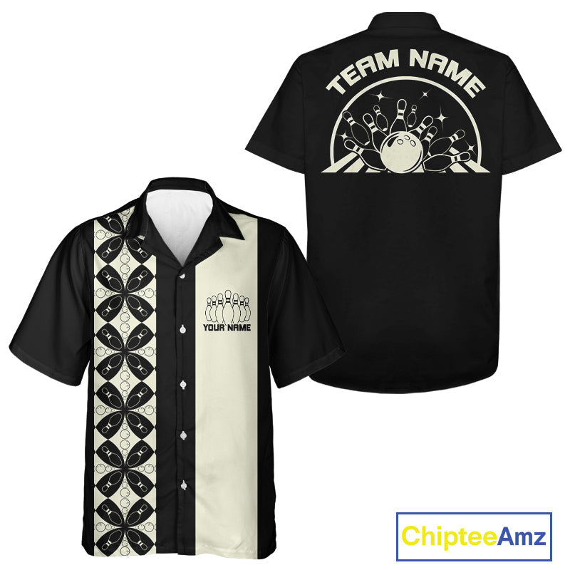Custom Retro Style Bowling Button Up Shirt, Vintage Bowling Hawaiian Team Shirt IPHW10079