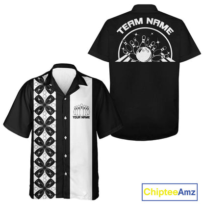 Custom Retro Style Bowling Button Up Shirt, Vintage Bowling Hawaiian Team Shirt IPHW10079