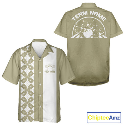 Custom Retro Style Bowling Button Up Shirt, Vintage Bowling Hawaiian Team Shirt IPHW10079