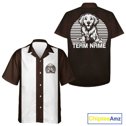Custom Golden Retriever Retro Button Up Bowling Shirt, Dog Bowling Shirt IPHW10221