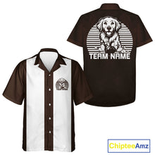 Load image into Gallery viewer, Custom Golden Retriever Retro Button Up Bowling Shirt, Dog Bowling Shirt IPHW10221