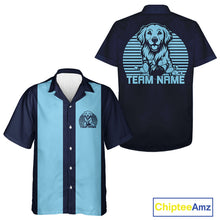 Load image into Gallery viewer, Custom Golden Retriever Retro Button Up Bowling Shirt, Dog Bowling Shirt IPHW10221