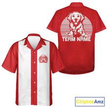 Load image into Gallery viewer, Custom Golden Retriever Retro Button Up Bowling Shirt, Dog Bowling Shirt IPHW10221