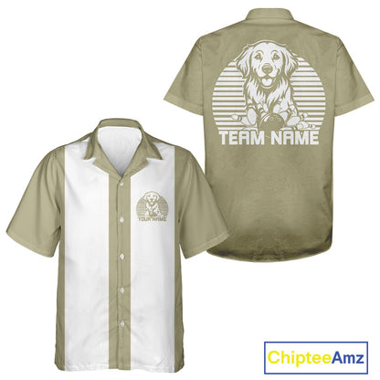 Custom Golden Retriever Retro Button Up Bowling Shirt, Dog Bowling Shirt IPHW10221
