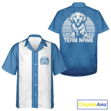 Load image into Gallery viewer, Custom Golden Retriever Retro Button Up Bowling Shirt, Dog Bowling Shirt IPHW10221