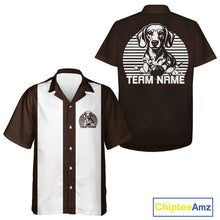 Load image into Gallery viewer, Custom Dachshund Retro Button Up Bowling Shirt, Vintage Dog Lover Bowling Shirt IPHW10223