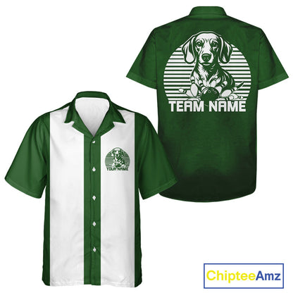 Custom Dachshund Retro Button Up Bowling Shirt, Vintage Dog Lover Bowling Shirt IPHW10223