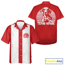 Load image into Gallery viewer, Custom Dachshund Retro Button Up Bowling Shirt, Vintage Dog Lover Bowling Shirt IPHW10223